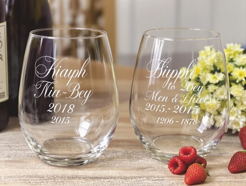 Custom Engraved Wine Glasses with Anniversary Year