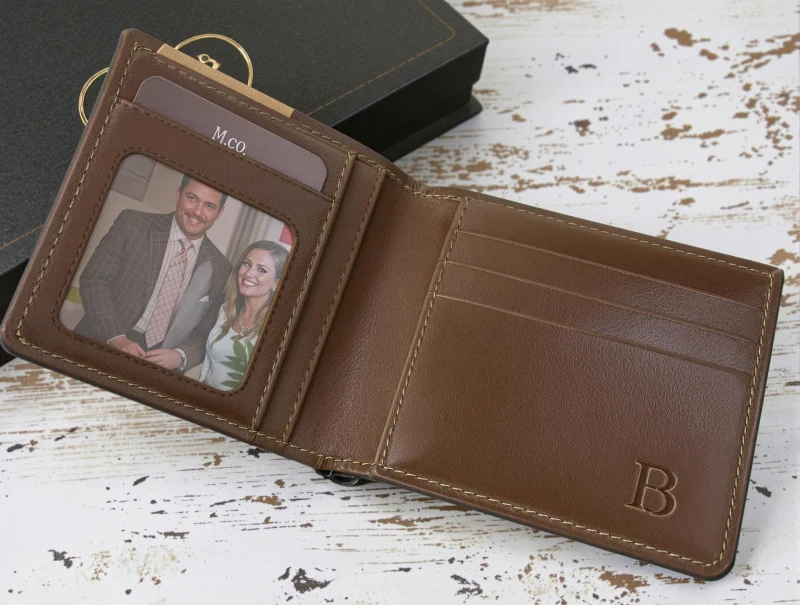 Personalized Leather Wallet with Initials